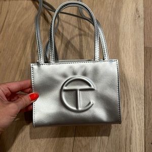 Telfar silver mini tote